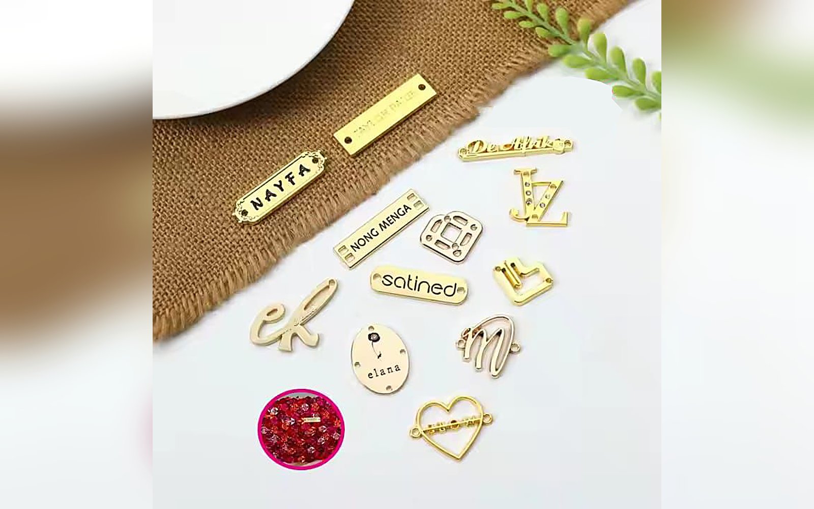 Custom gold metal labels and brand tags for clothing